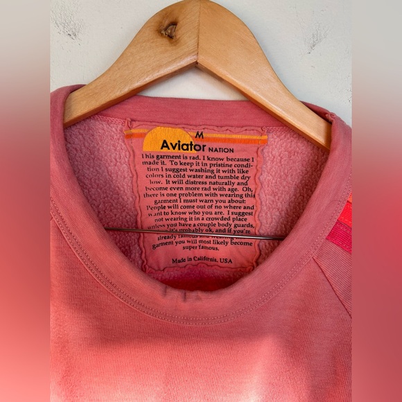 Aviator Nation Bolt Cropped Sweatshirt in Rose & Neon Pink Size M - Picture 8 of 10